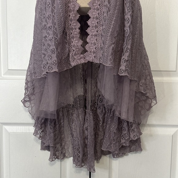 Victorian House Branson Lace Mesh Open Flowy Tiered Cardigan Romantic Boho Fairy - Picture 3 of 11